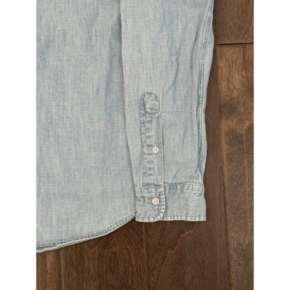 Ralph Lauren Shirt Mens L Blue Denim Chambray Long Sleeve Button Down Flesh Pony - Picture 5 of 7